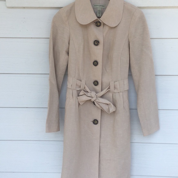 Banana Republic Jackets & Blazers - Banana Republic Tan Linen Long Trench Style Jacket